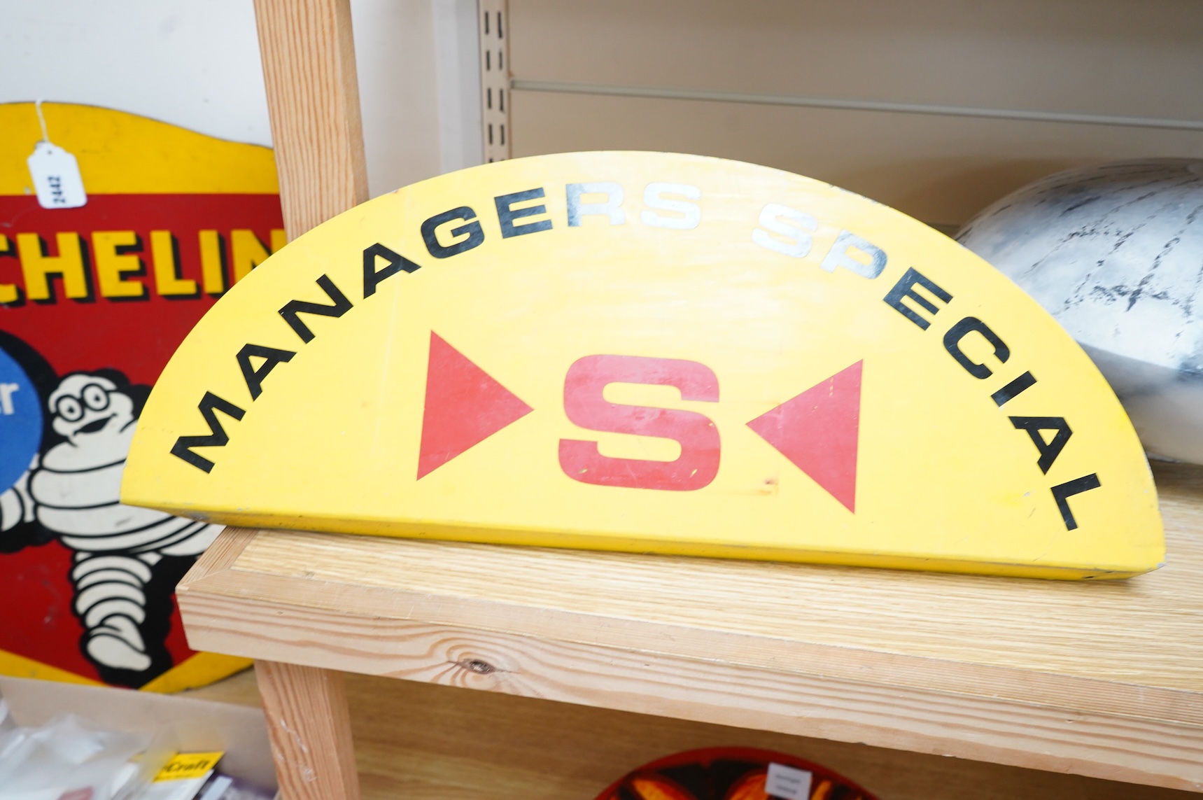 A Managers Special double sided advertising sign, 55cm wide